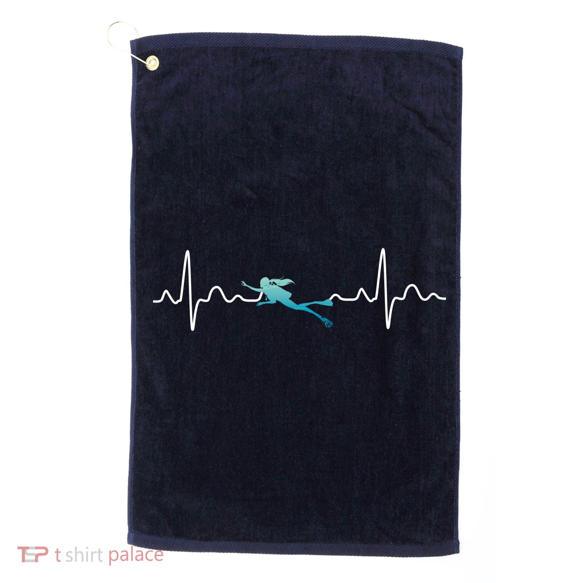 Scuba Diving Heartbeat Pulse Golf Towel
