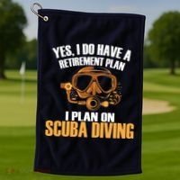 Scuba Diving Retirement Plan Golf Towel thumb 1