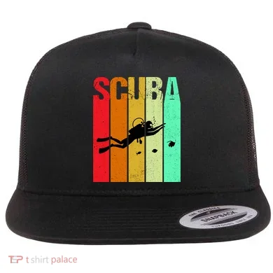 Scuba Retro Flat Bill Trucker Hat