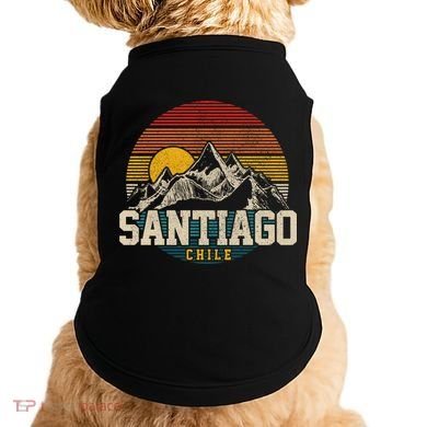 Santiago Chile Vintage Mountains Retro Souvenir Gift Doggie Tank