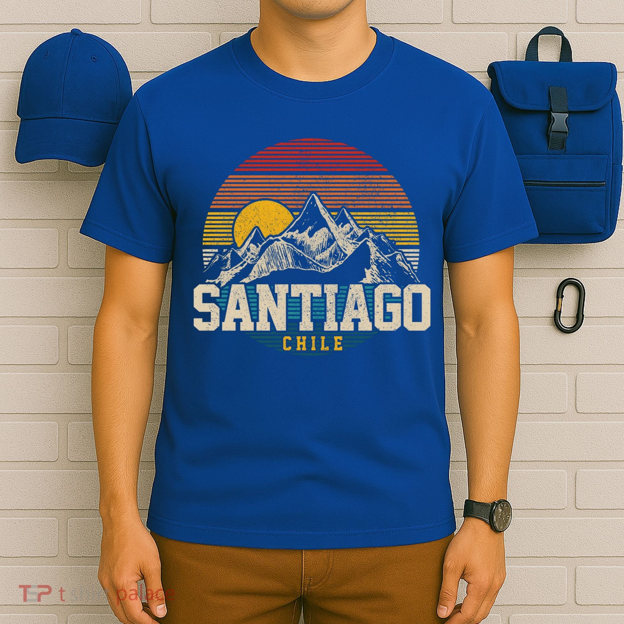 Santiago Chile Vintage Mountains Retro Souvenir Gift T-Shirt