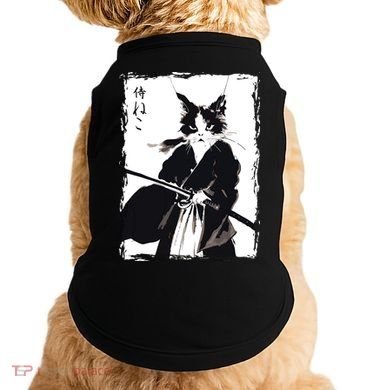 Samurai Cat Vintage Ukiyo E Cool Warrior Cat Japanese Art Doggie Tank