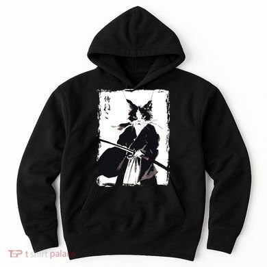 Samurai Cat Vintage Ukiyo E Cool Warrior Cat Japanese Art Hoodie