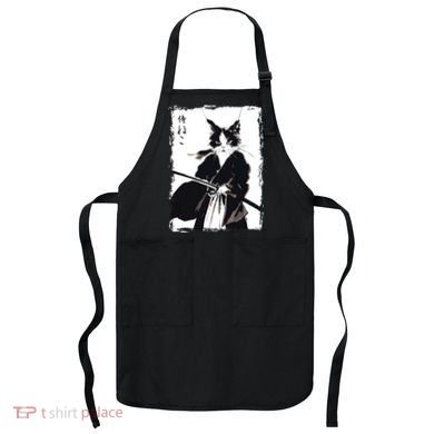 Samurai Cat Vintage Ukiyo E Cool Warrior Cat Japanese Art Apron