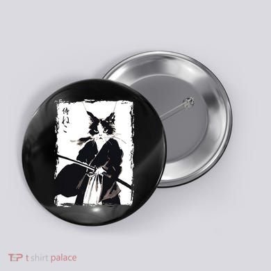 Samurai Cat Vintage Ukiyo E Cool Warrior Cat Japanese Art Button