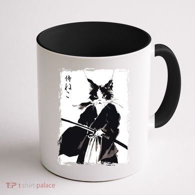 Samurai Cat Vintage Ukiyo E Cool Warrior Cat Japanese Art Coffee Mug back