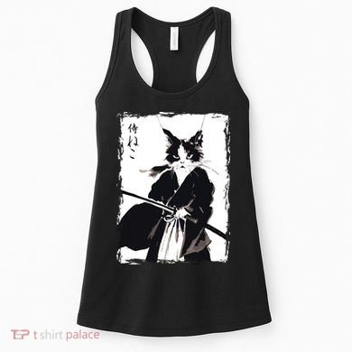 Samurai Cat Vintage Ukiyo E Cool Warrior Cat Japanese Art Women's Tank Top