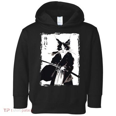 Samurai Cat Vintage Ukiyo E Cool Warrior Cat Japanese Art Toddler Hoodie