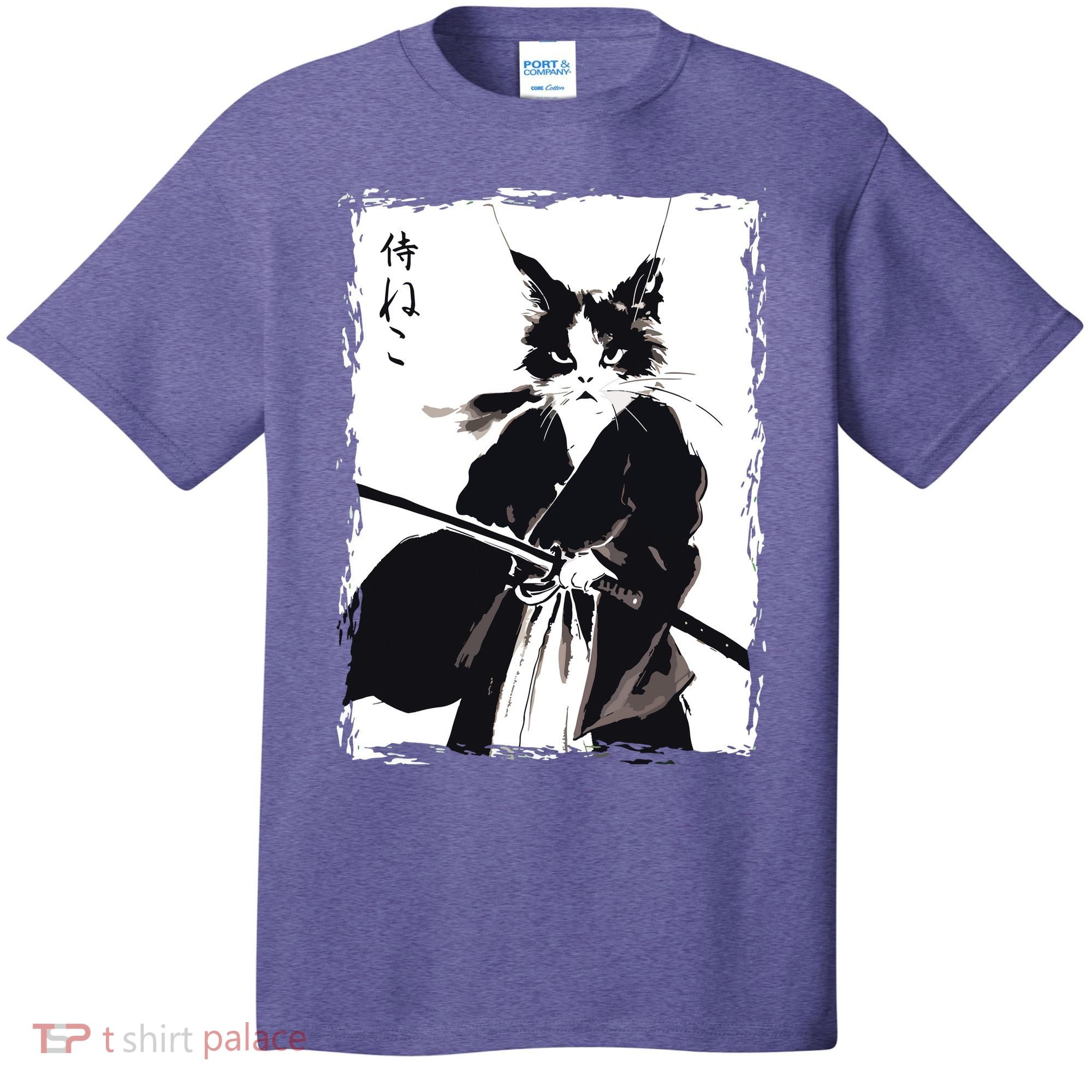 Samurai Cat Vintage Ukiyo E Cool Warrior Cat Japanese Art T-Shirt