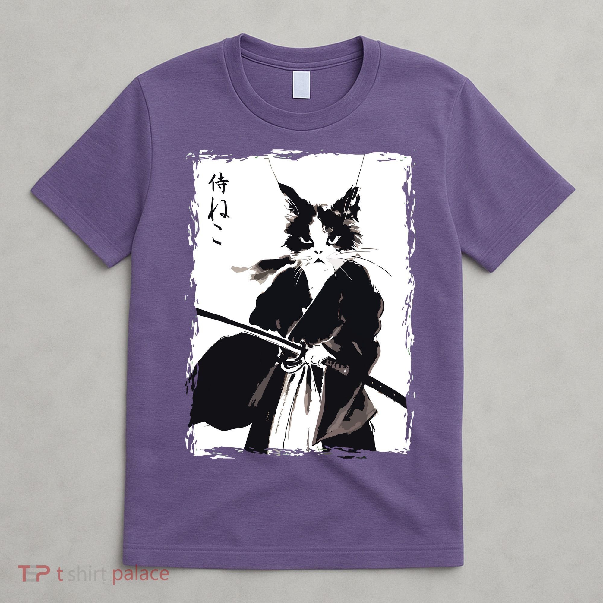 Samurai Cat Vintage Ukiyo E Cool Warrior Cat Japanese Art T-Shirt
