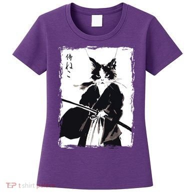 Samurai Cat Vintage Ukiyo E Cool Warrior Cat Japanese Art Women's T-Shirt