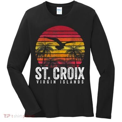 St. Croix Vintage Retro Sunset Beach Island Gift Women's Long Sleeve Shirt