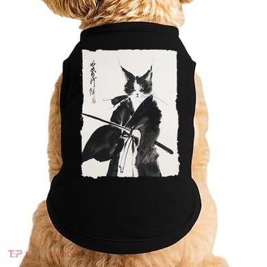 Samurai Cat Vintage Ukiyo-e Warrior Art Graphic Cat Art Doggie Tank