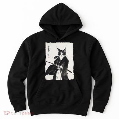 Samurai Cat Vintage Ukiyo-e Warrior Art Graphic Cat Art Hoodie