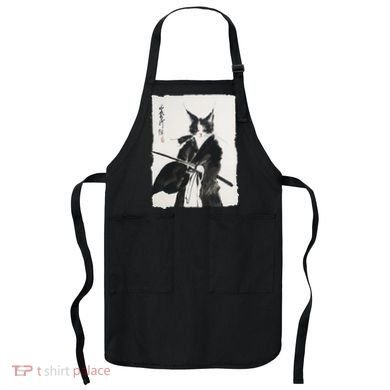 Samurai Cat Vintage Ukiyo-e Warrior Art Graphic Cat Art Apron
