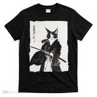 Samurai Cat Vintage Ukiyo-e Warrior Art Graphic Cat Art T-Shirt thumb 0