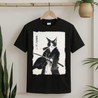 Samurai Cat Vintage Ukiyo-e Warrior Art Graphic Cat Art T-Shirt thumb 2