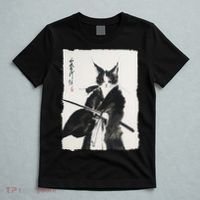 Samurai Cat Vintage Ukiyo-e Warrior Art Graphic Cat Art T-Shirt thumb 5