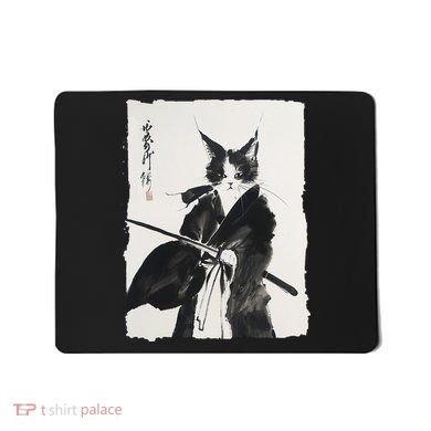 Samurai Cat Vintage Ukiyo-e Warrior Art Graphic Cat Art Mousepad