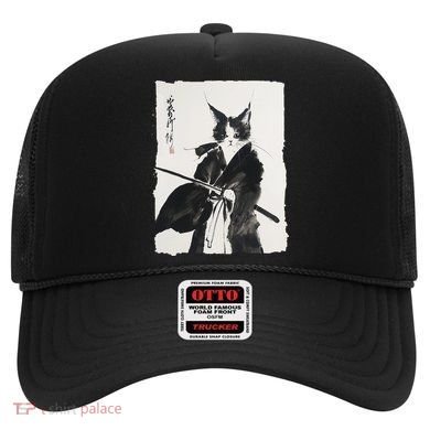 Samurai Cat Vintage Ukiyo-e Warrior Art Graphic Cat Art Hat