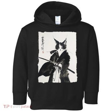 Samurai Cat Vintage Ukiyo-e Warrior Art Graphic Cat Art Toddler Hoodie