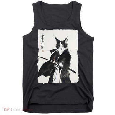 Samurai Cat Vintage Ukiyo-e Warrior Art Graphic Cat Art Tank Top
