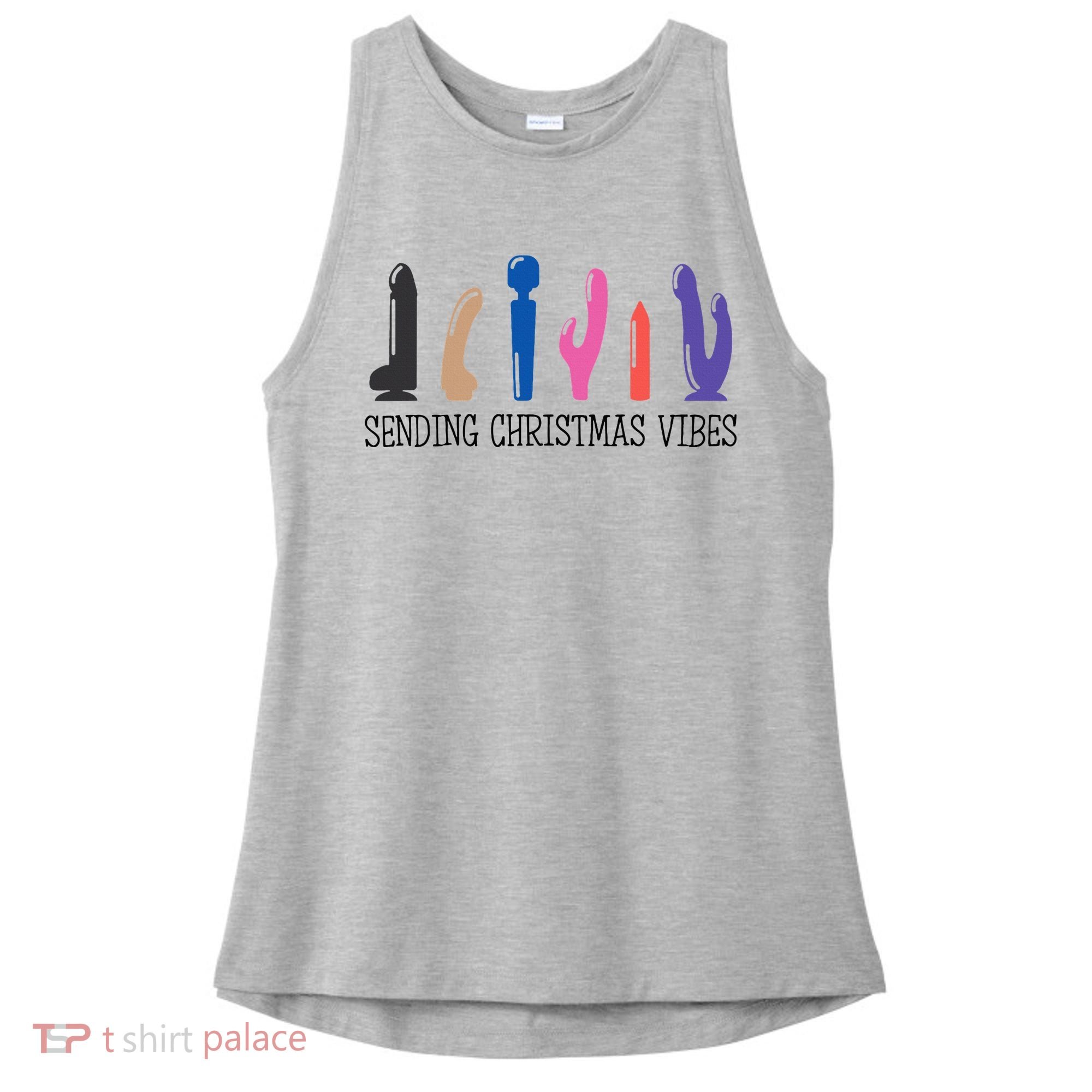Sending Christmas Vibe Sending You Happy Vibe Xmas Vibrator  Ladies PosiCharge Tri-Blend Wicking Tank