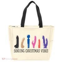 Sending Christmas Vibe Sending You Happy Vibe Xmas Vibrator  Tote Bag thumb 0