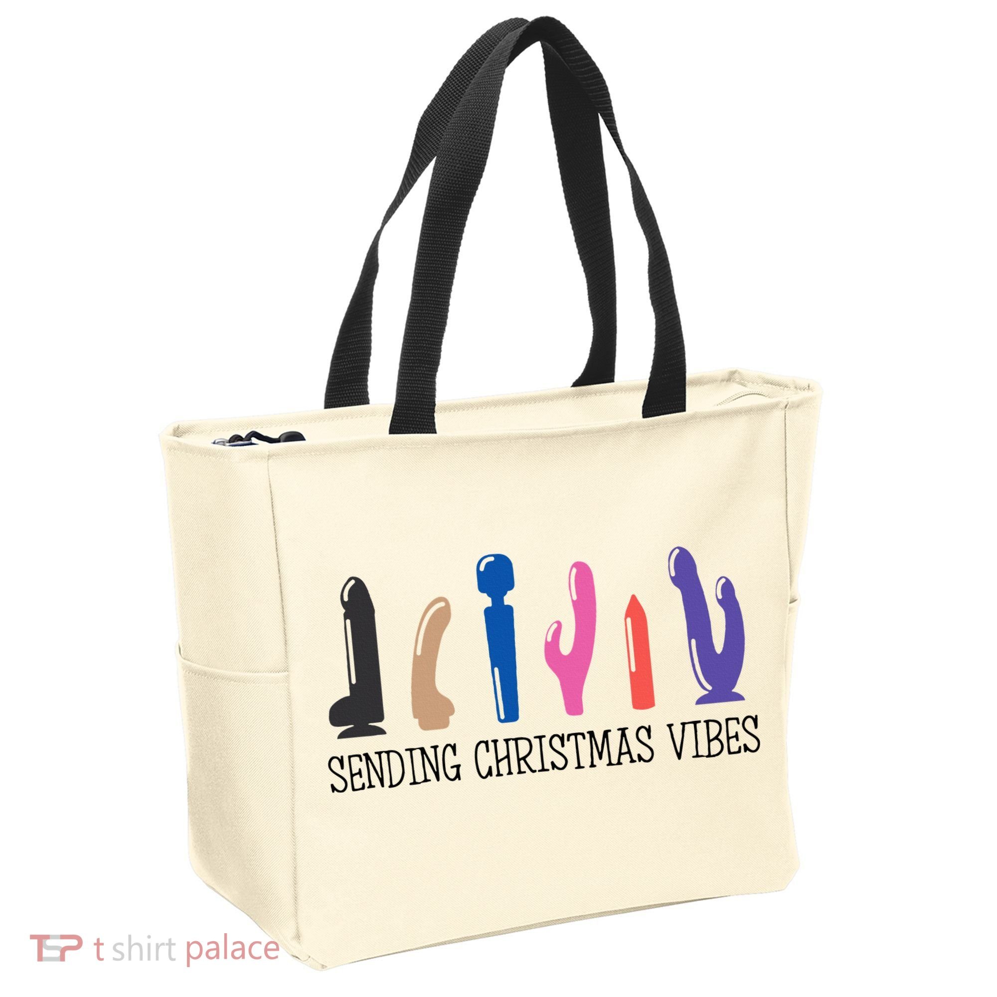 Sending Christmas Vibe Sending You Happy Vibe Xmas Vibrator  Tote Bag