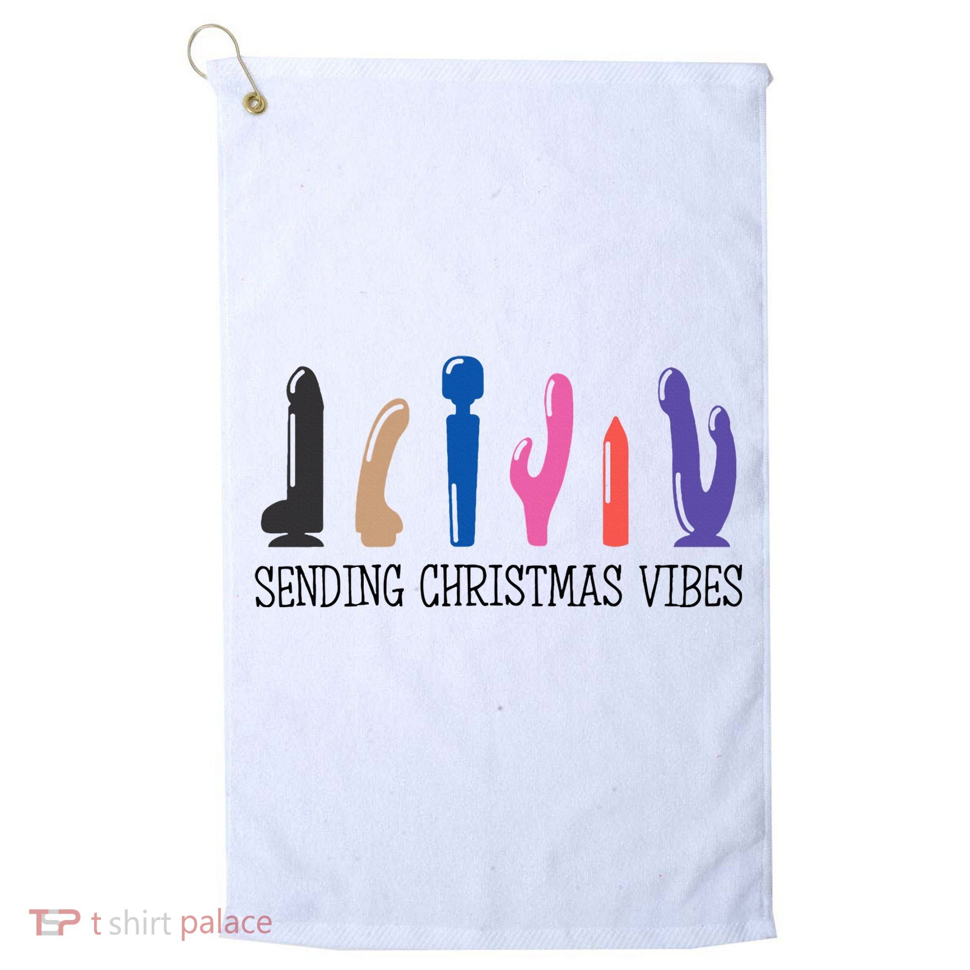 Sending Christmas Vibe Sending You Happy Vibe Xmas Vibrator  Golf Towel