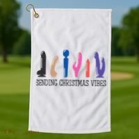 Sending Christmas Vibe Sending You Happy Vibe Xmas Vibrator  Golf Towel thumb 1