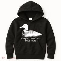 Stupid Canadian Wolf Bird Funny Humor Kids Hoodie thumb 0