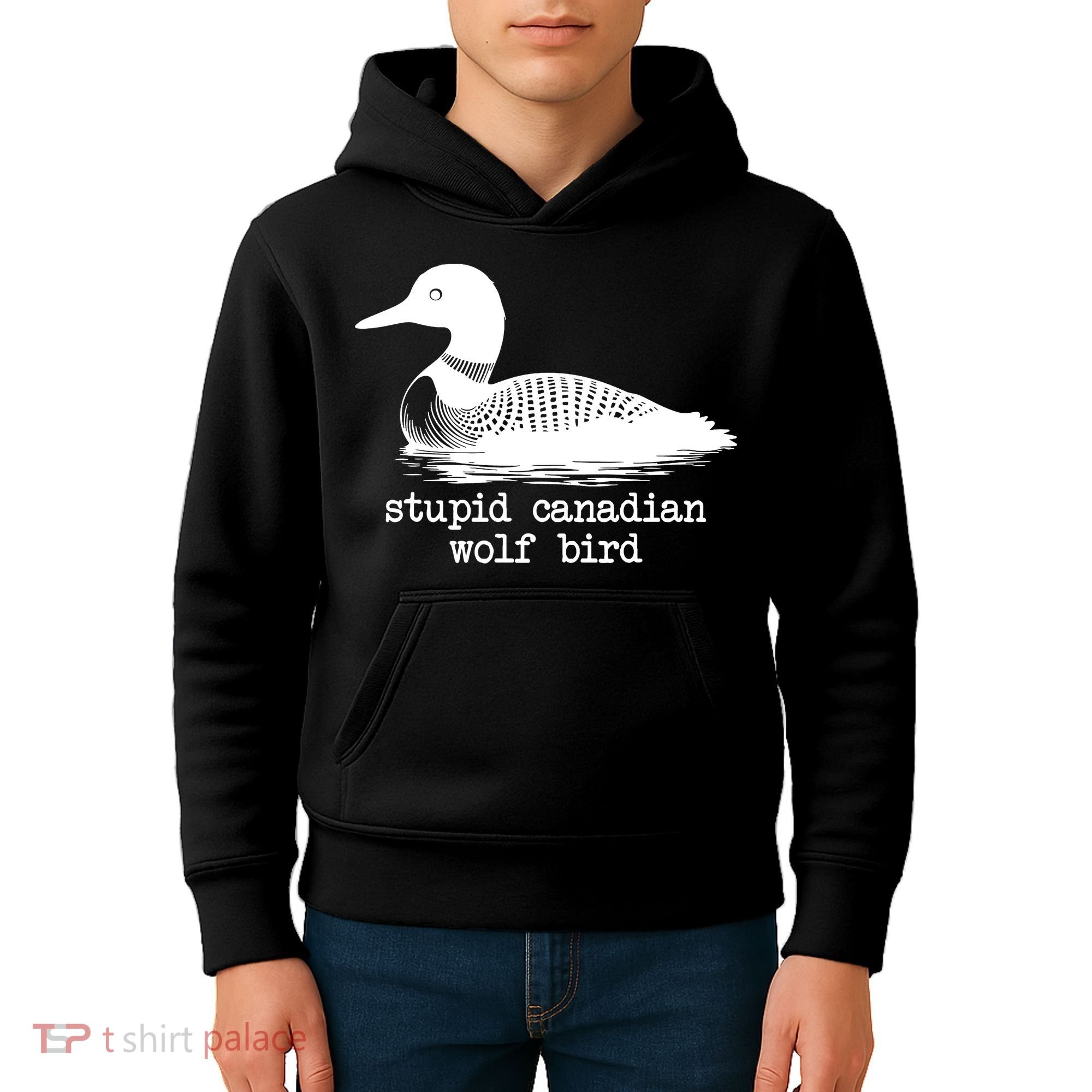 Stupid Canadian Wolf Bird Funny Humor Kids Hoodie