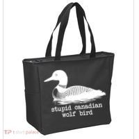 Stupid Canadian Wolf Bird Funny Humor Tote Bag thumb 2