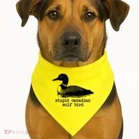 Stupid Canadian Wolf Bird Funny Humor USA-Made Doggie Bandana thumb 1