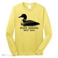 Stupid Canadian Wolf Bird Funny Humor Long Sleeve Shirt thumb 0