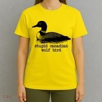 Stupid Canadian Wolf Bird Funny Humor T-Shirt thumb 4