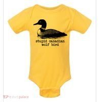Stupid Canadian Wolf Bird Funny Humor Baby Bodysuit thumb 0