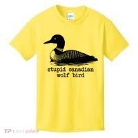 Stupid Canadian Wolf Bird Funny Humor Kids T-Shirt thumb 0