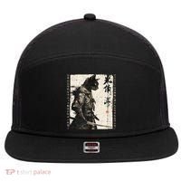Samurai Cat Warrior Ukiyo Ink Artwork Cat Samurai 7 Panel Mesh Trucker Snapback Hat thumb 0