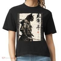 Samurai Cat Warrior Ukiyo Ink Artwork Cat Samurai Comfort Colors Boxy T-Shirt thumb 0