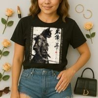 Samurai Cat Warrior Ukiyo Ink Artwork Cat Samurai Comfort Colors Boxy T-Shirt thumb 2