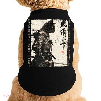 Samurai Cat Warrior Ukiyo Ink Artwork Cat Samurai Doggie Tank