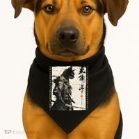 Samurai Cat Warrior Ukiyo Ink Artwork Cat Samurai USA-Made Doggie Bandana thumb 1