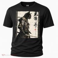 Samurai Cat Warrior Ukiyo Ink Artwork Cat Samurai Cooling Performance Crew T-Shirt thumb 0