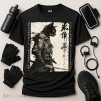 Samurai Cat Warrior Ukiyo Ink Artwork Cat Samurai Cooling Performance Crew T-Shirt thumb 3