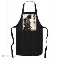 Samurai Cat Warrior Ukiyo Ink Artwork Cat Samurai Apron thumb 0