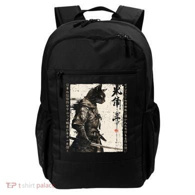 Samurai Cat Warrior Ukiyo Ink Artwork Cat Samurai Backpack