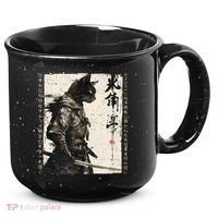 Samurai Cat Warrior Ukiyo Ink Artwork Cat Samurai 15oz Campfire Ceramic Mug thumb 0