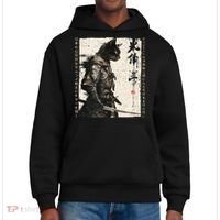 Samurai Cat Warrior Ukiyo Ink Artwork Cat Samurai District V.I.T. Heavyweight Hoodie thumb 0